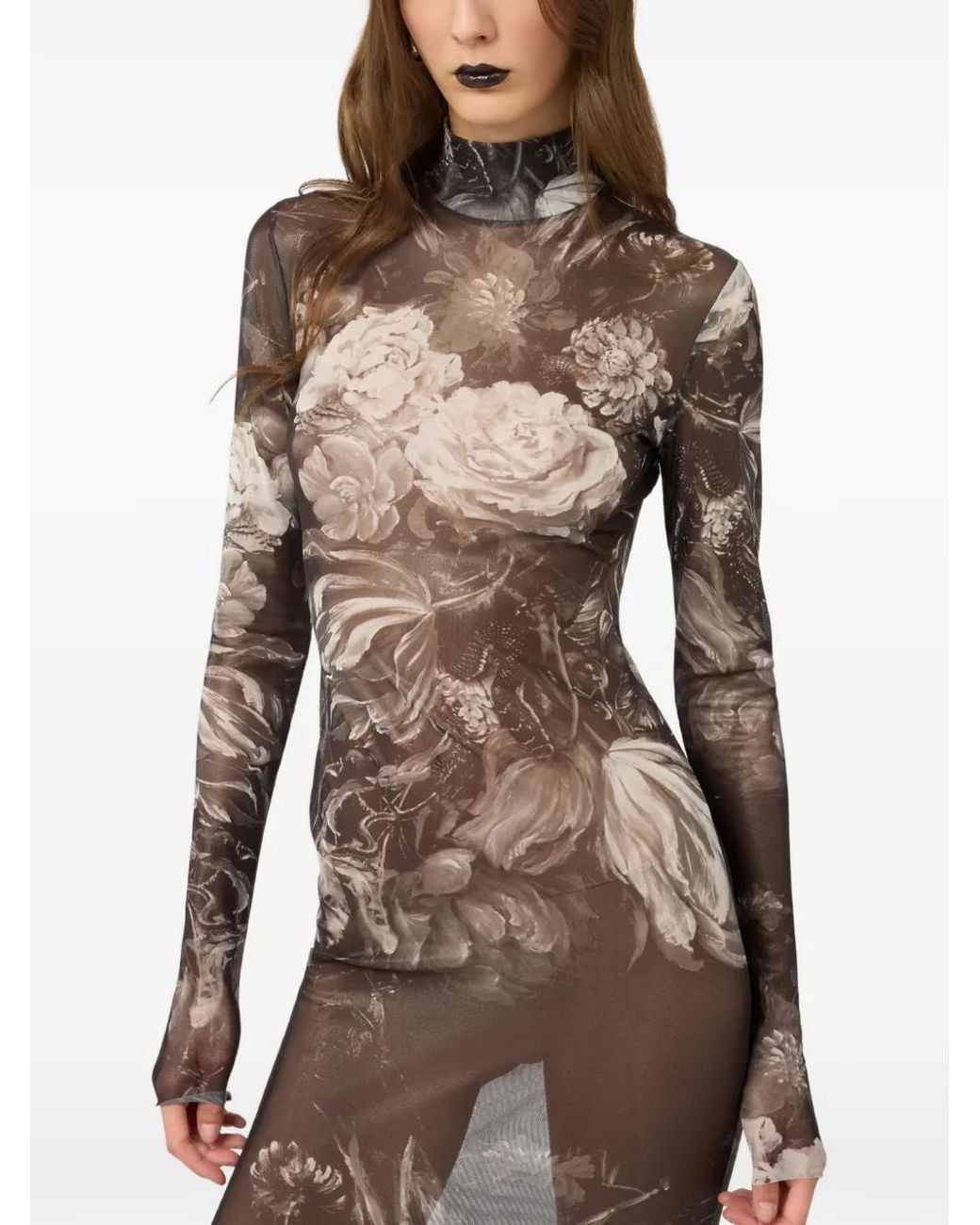 Roberto Cavalli White Floral-Print Maxi Dress