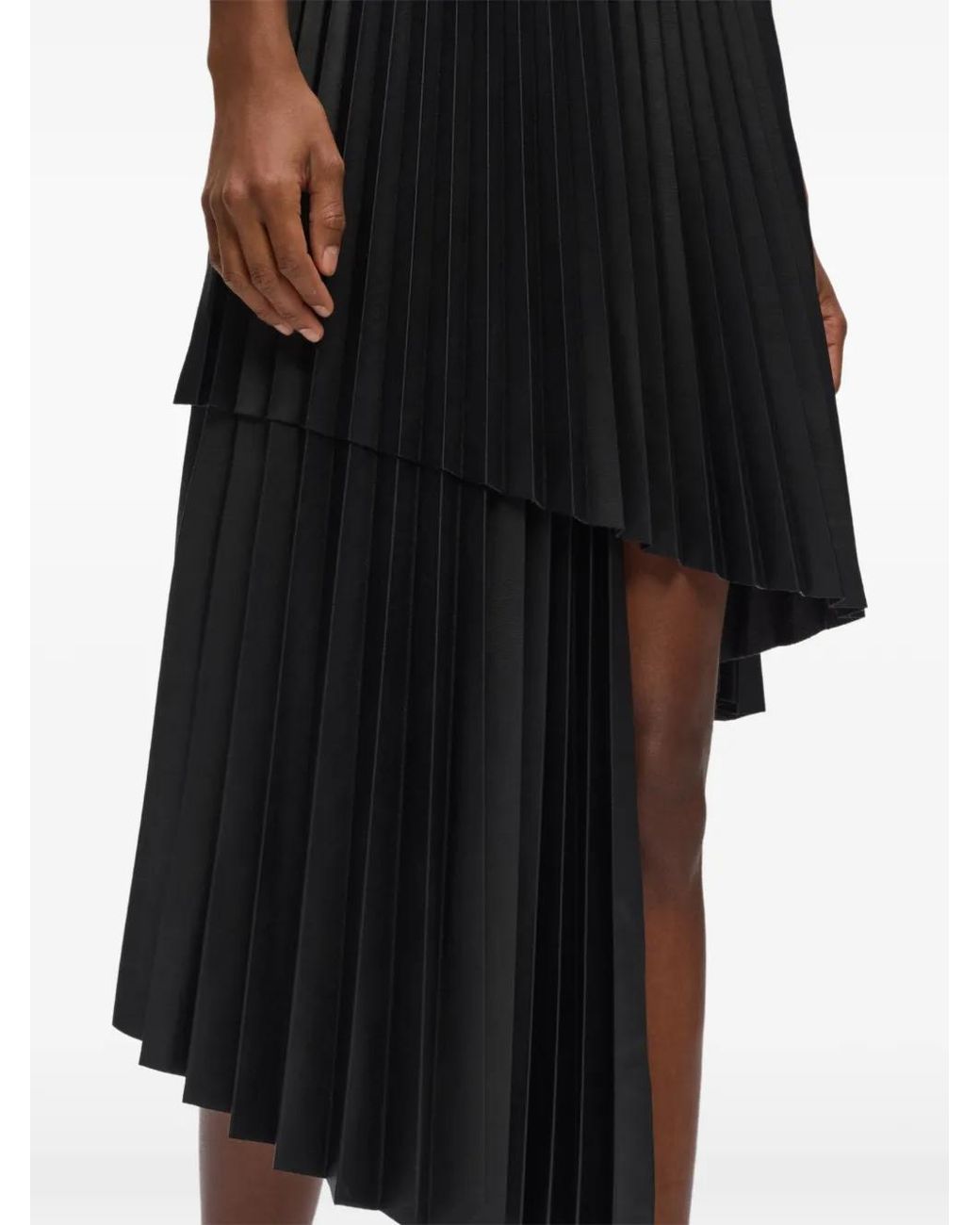 Karl Lagerfeld Black Pleated Asymmetric Midi Skirt