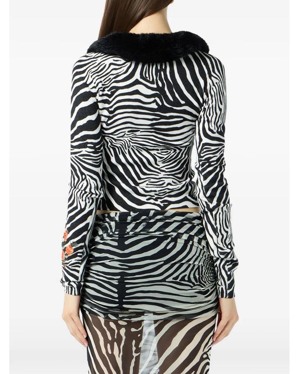 Blumarine Black Zebra-Pattern Cardigan