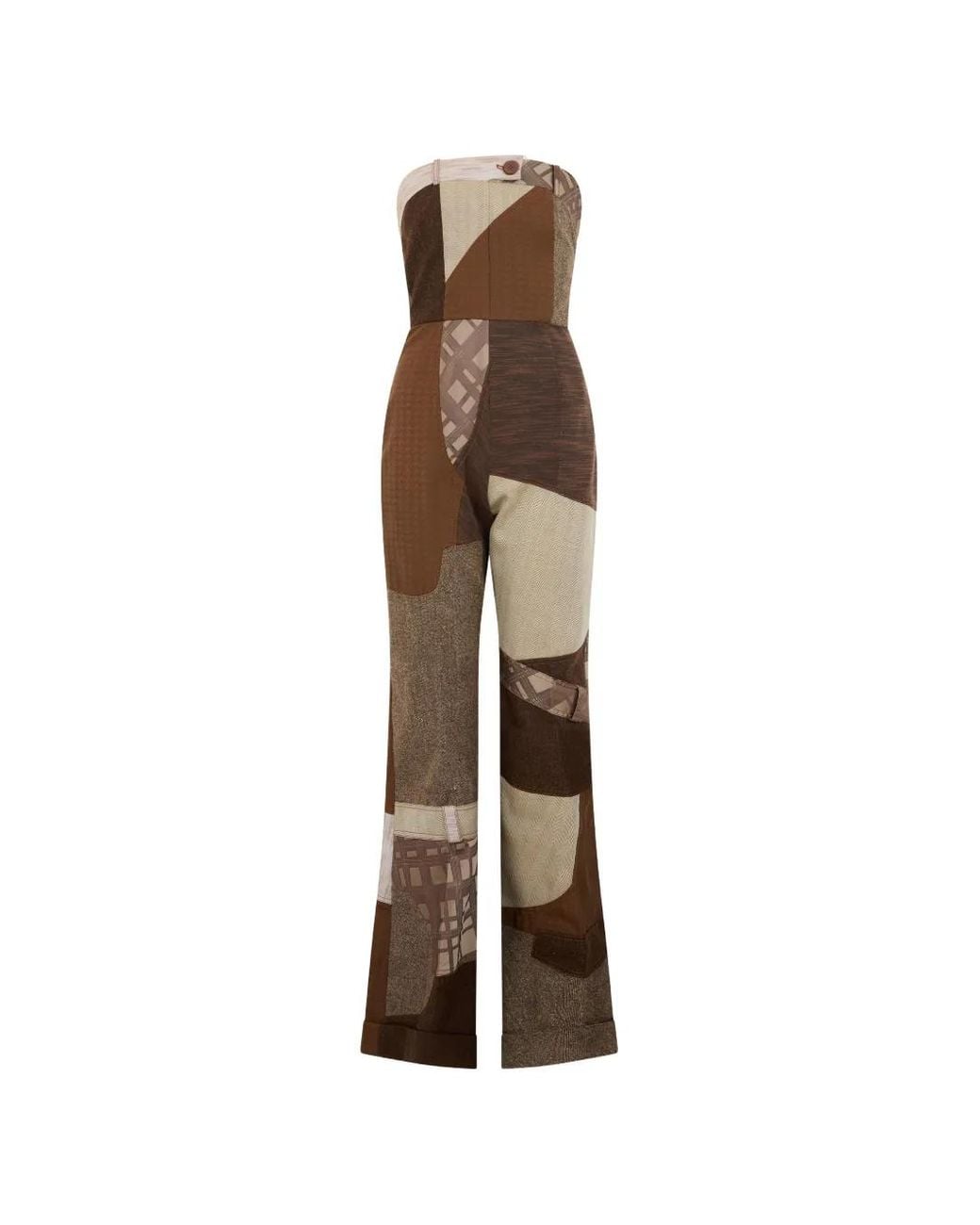 Moschino Natural Patchwork Strapless Jumpsuit