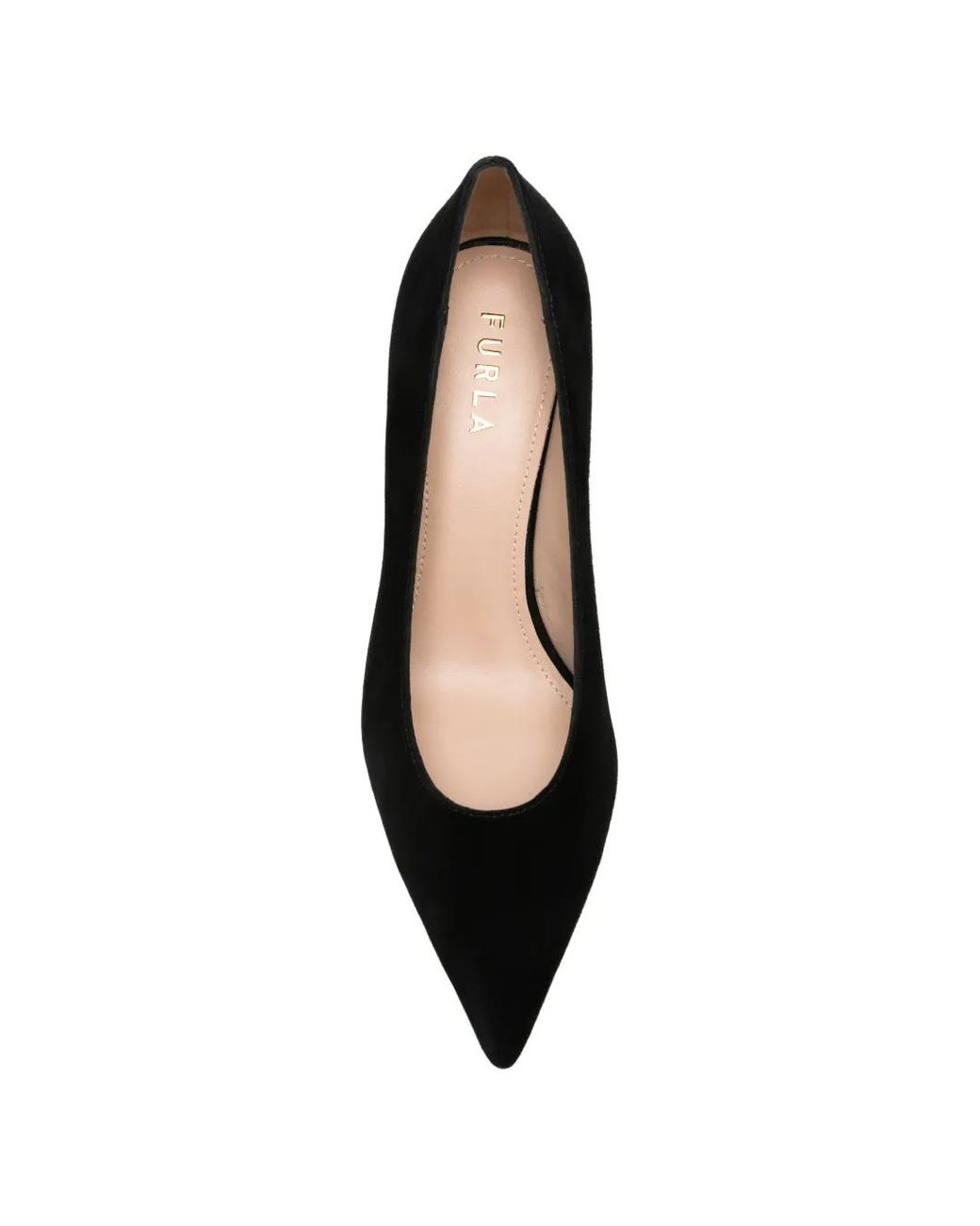 Furla Black Pointed-Toe Suede Pumps