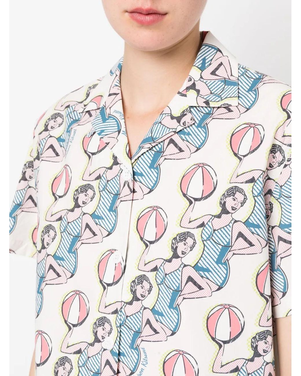 Maison Kitsuné Blouse Met Print in het White