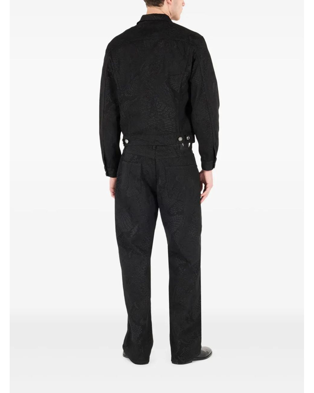 Roberto Cavalli Black Python-Print Jacket for men