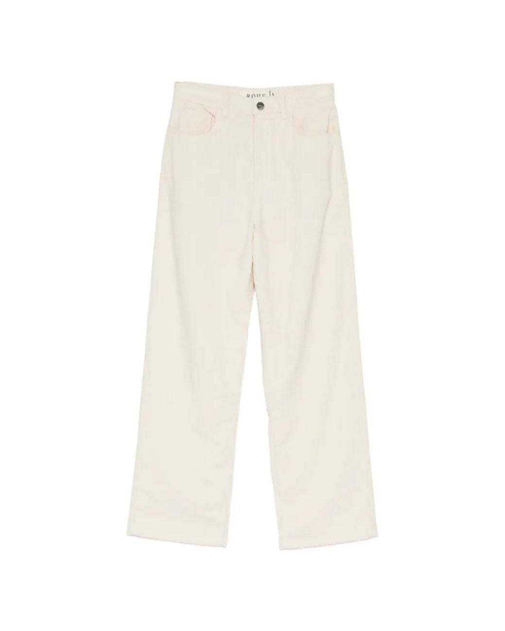 Rohe White Corduroy-Effect Straight-Leg Trousers