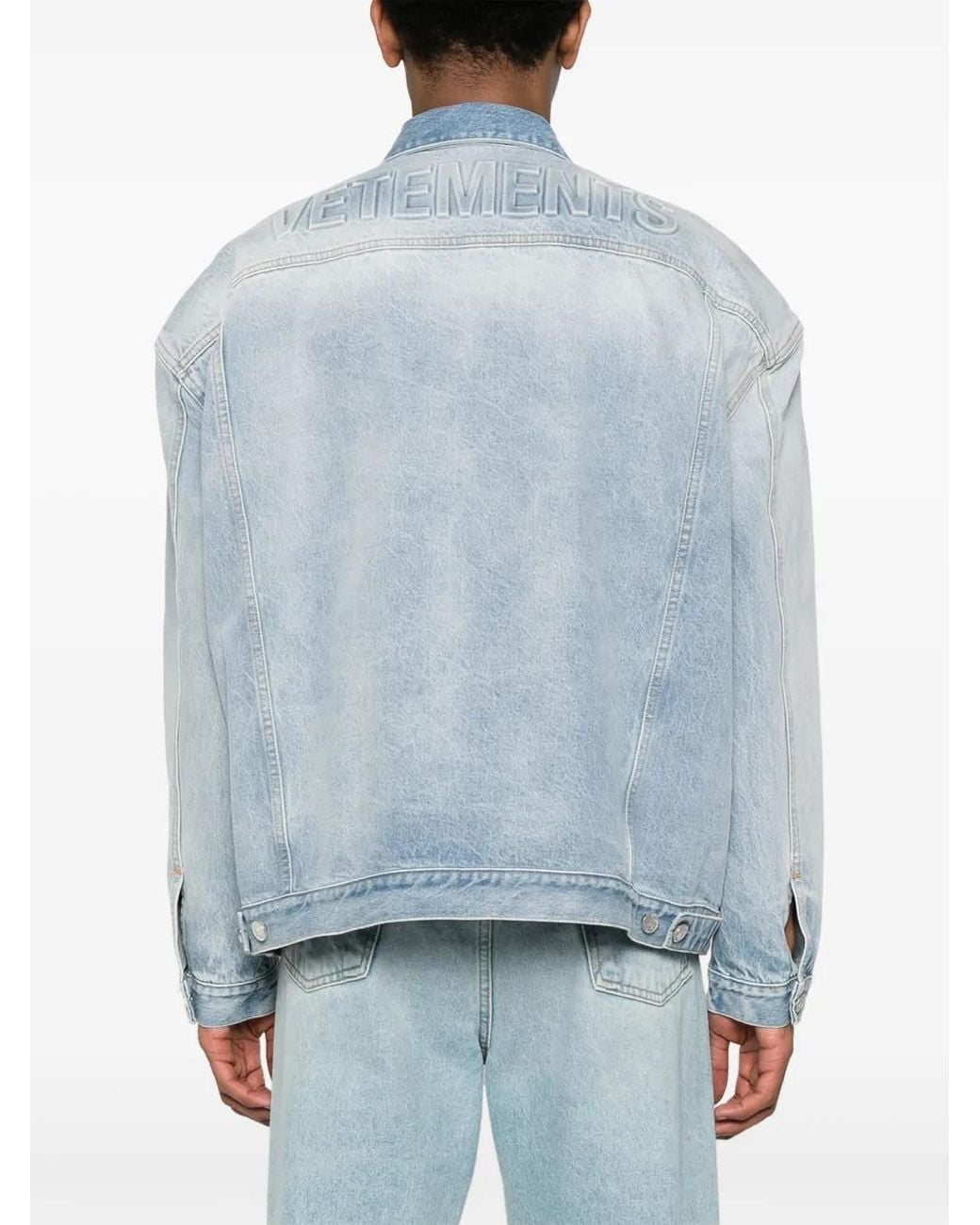 Vetements Blue Embossed-Logo Denim Jacket