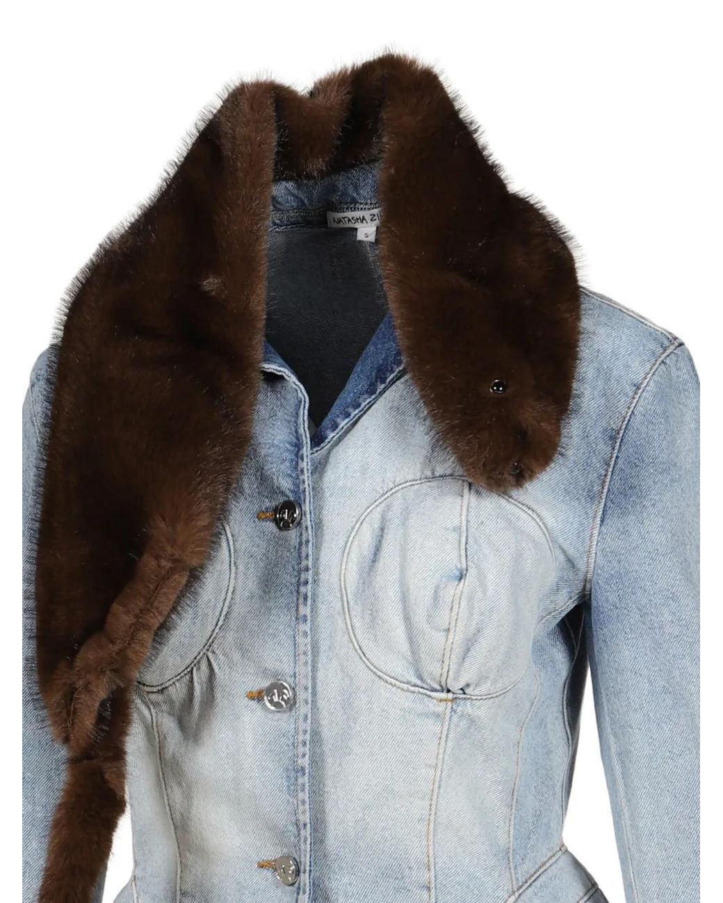 Natasha Zinko Blue Faux-Fur Trim Denim Jacket