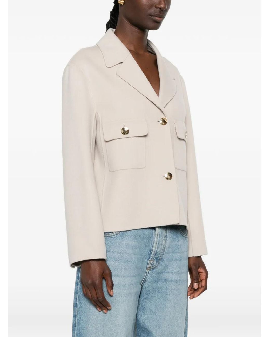Max Mara Natural Button-Fastening Chest-Pocket Jacket