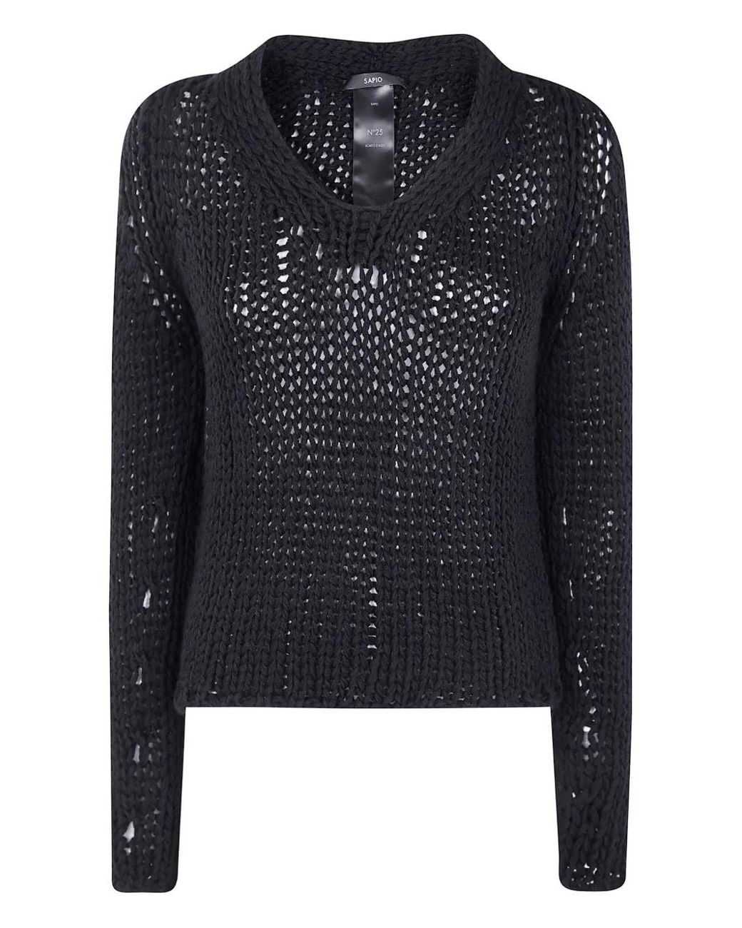SAPIO Black Open Knit Sweater