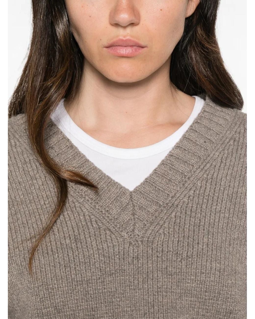 Rohe Brown Sculptural V-Neck Sweater