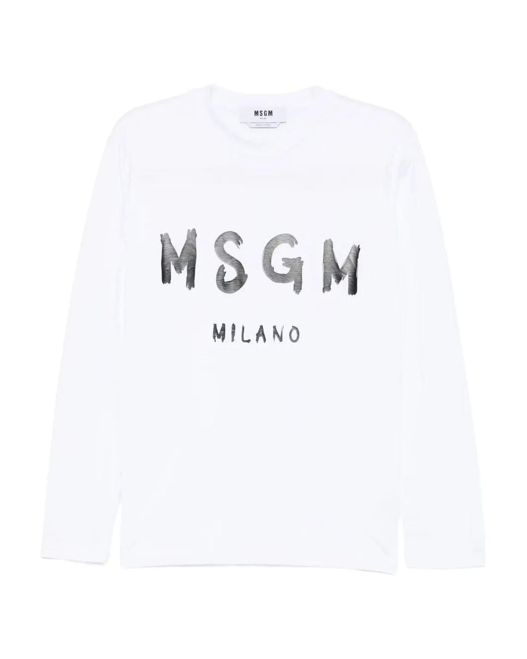 MSGM White Logo-Printed T-Shirt
