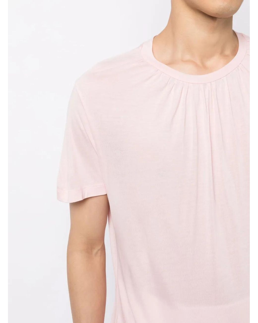 AARON ESH Pink Ruched-Detail Short-Sleeve T-Shirt for men
