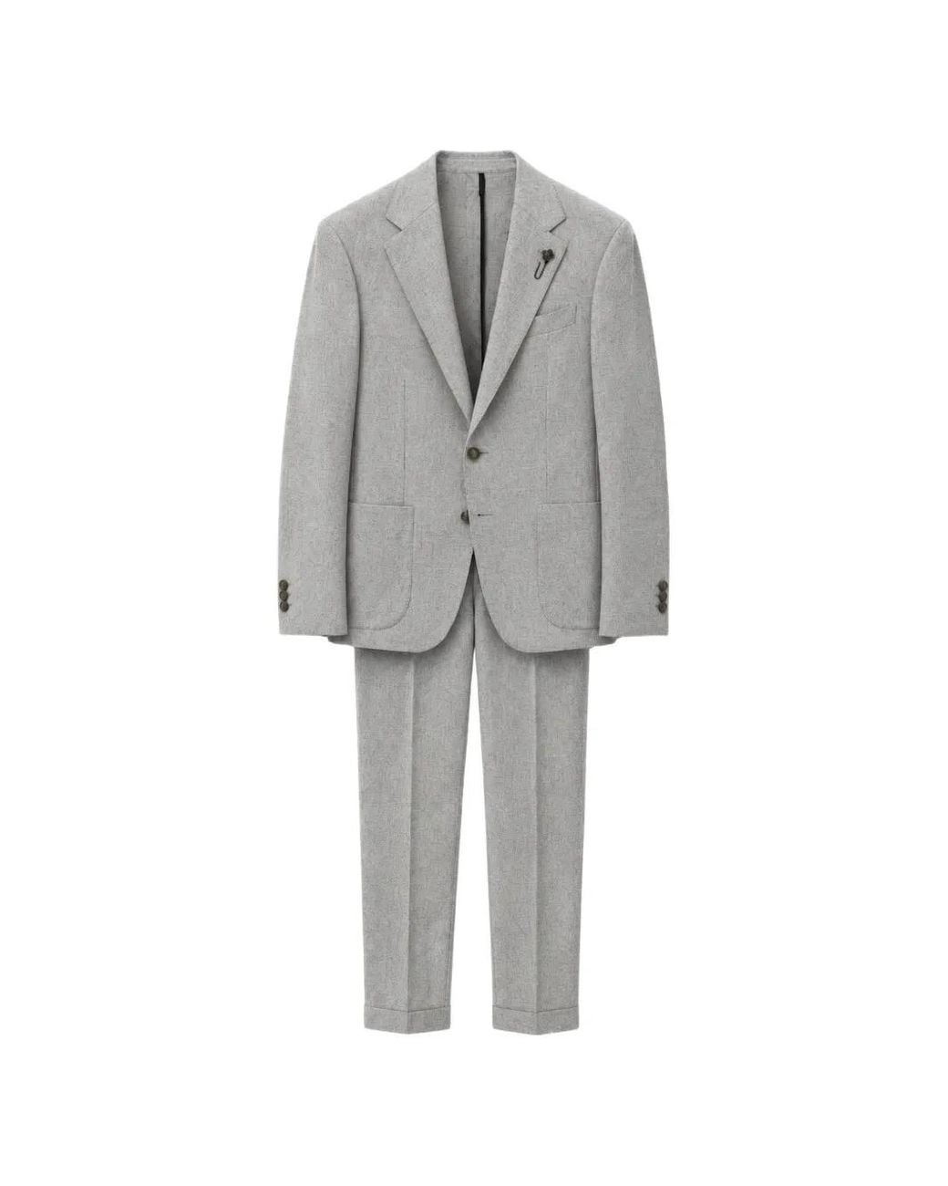 Lardini Gray Roma Single-Breasted Wool Suit for men