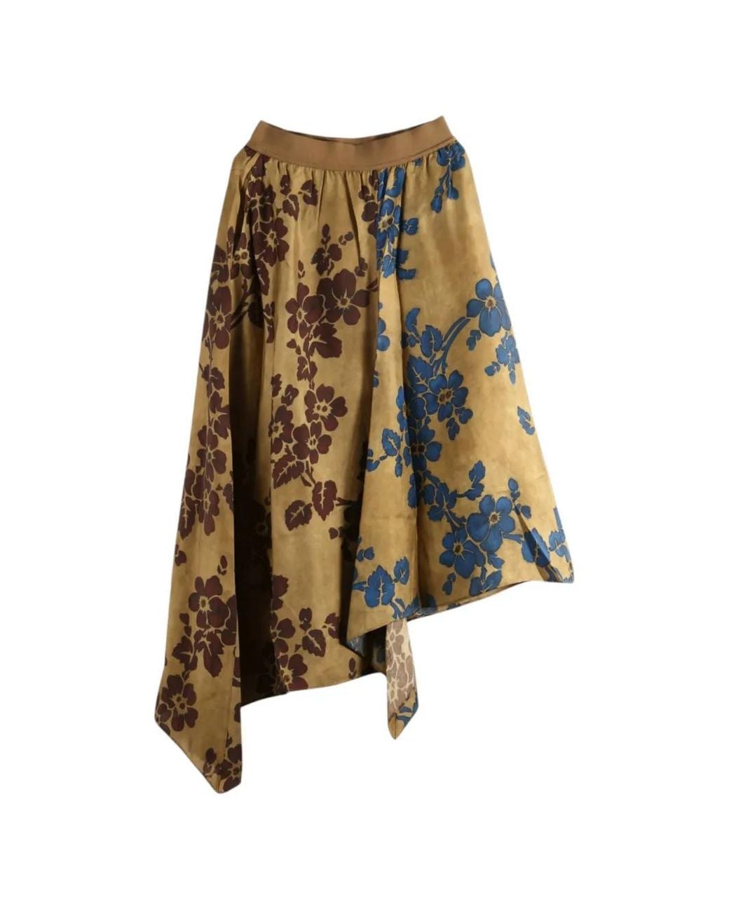 Uma Wang Natural Floral-Print Asymmetric Skirt