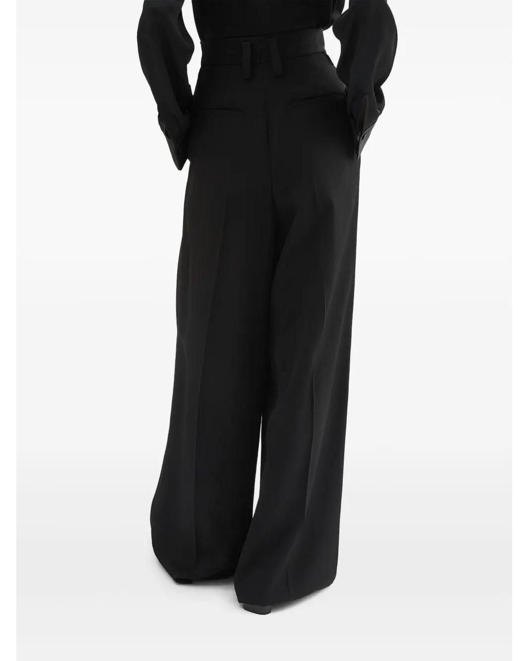 Jil Sander Black Silk Pleated Pants