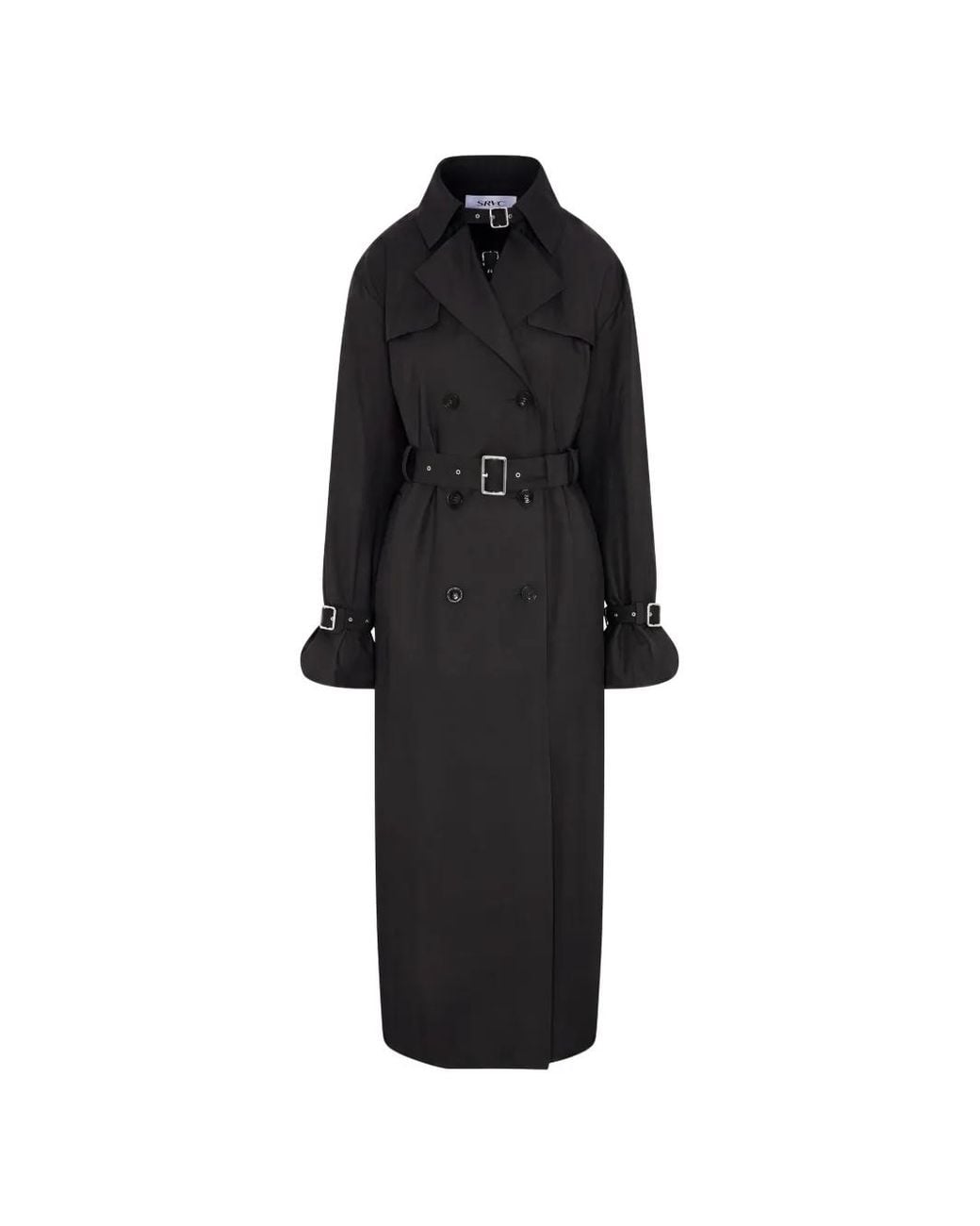 SRVC Studio Black Seren Double-Breasted Trench Coat