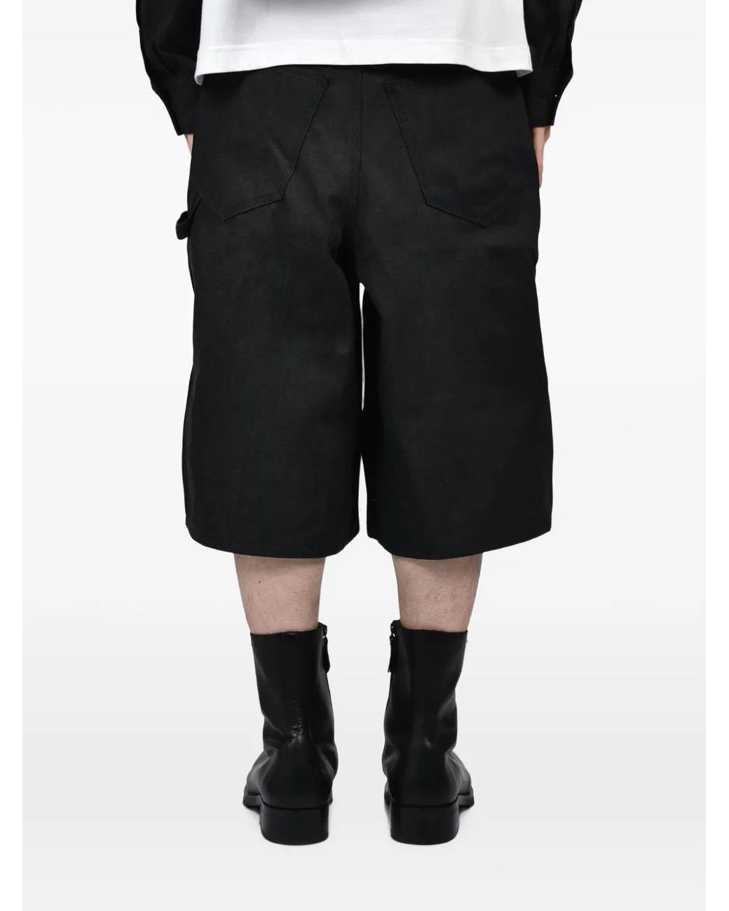 Rivet & Hide Black Stud-Detail Baggy Shorts for men
