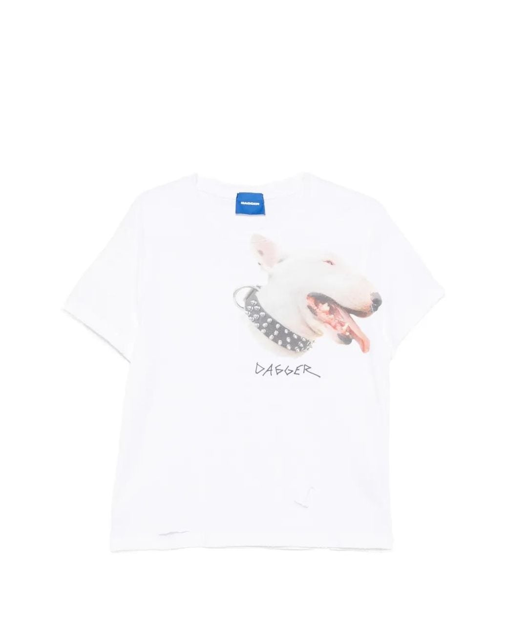 DAGGER White Distressed Dog-Print T-Shirt for men