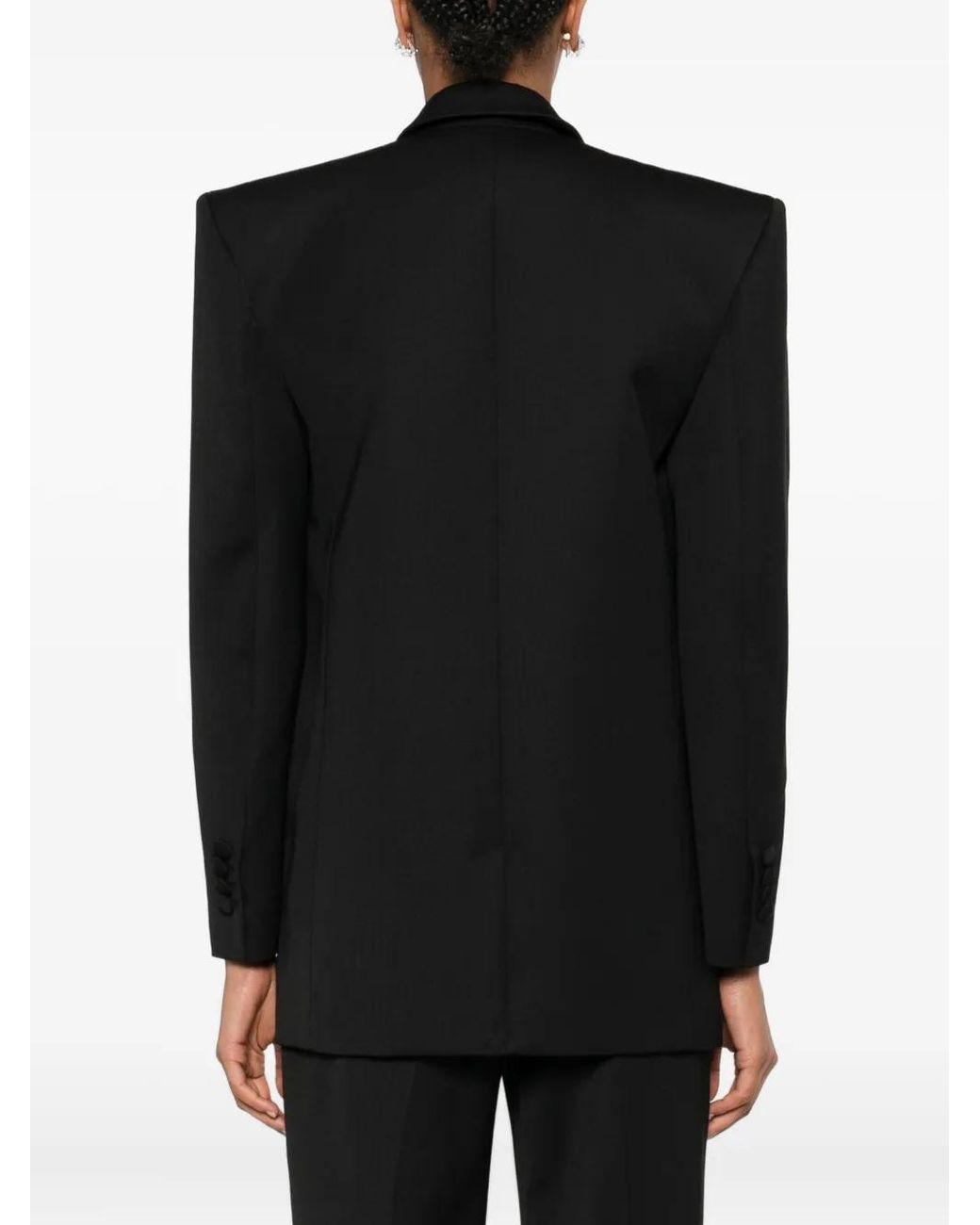 Nissa Black Shawl-Lapel Double-Breasted Blazer