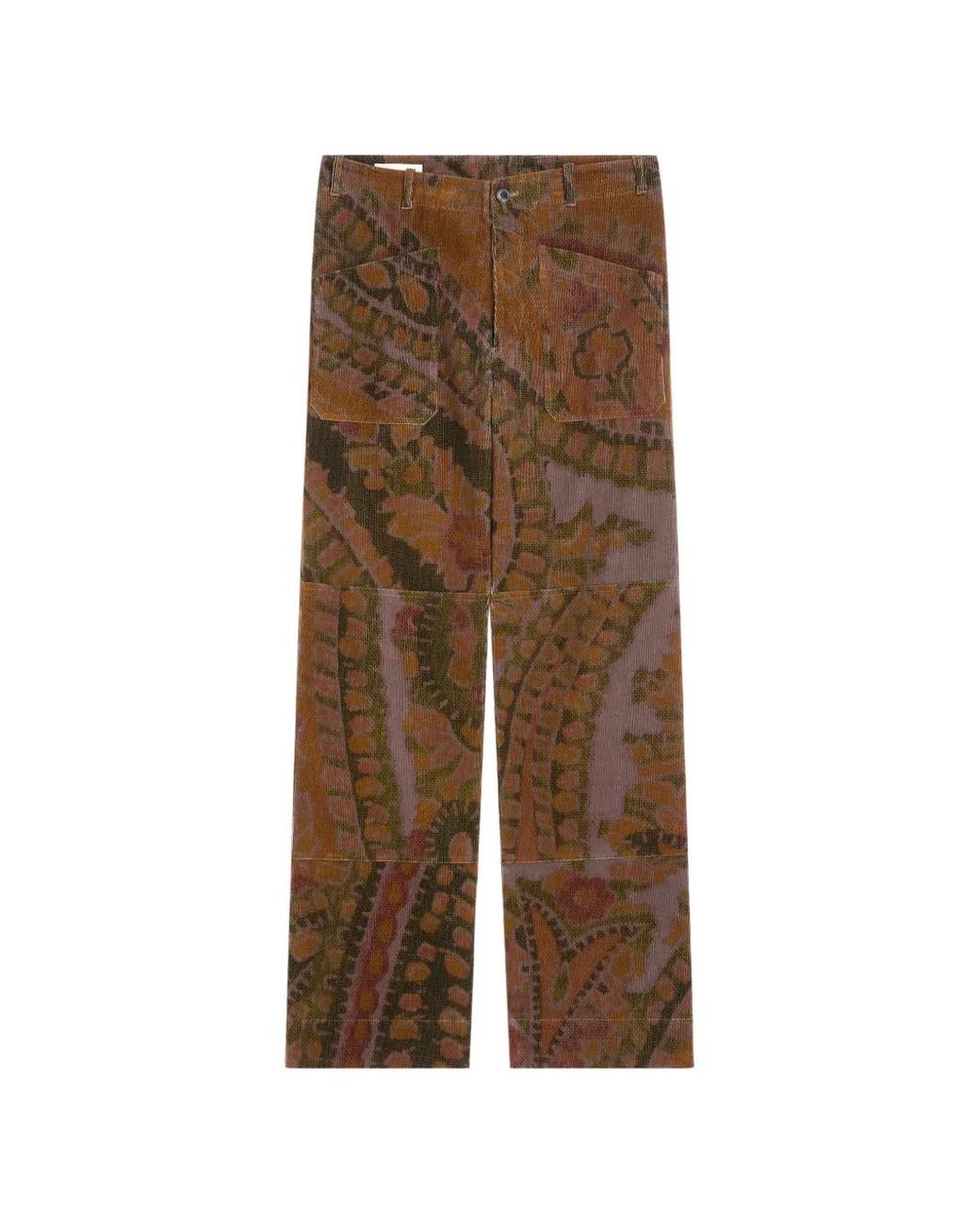 Dries Van Noten Brown Printed Workwear Pants for men