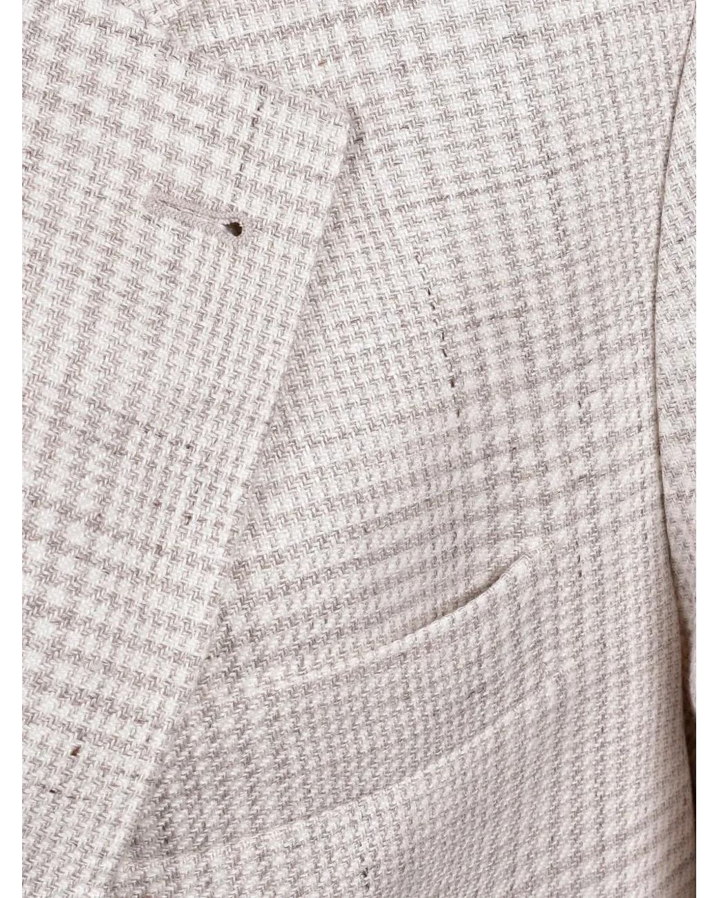 Brunello Cucinelli White Checked Linen-Blend Suit for men