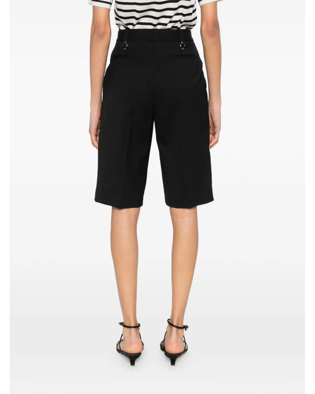 Elisabetta Franchi Black Cool Wool Bermuda Shorts