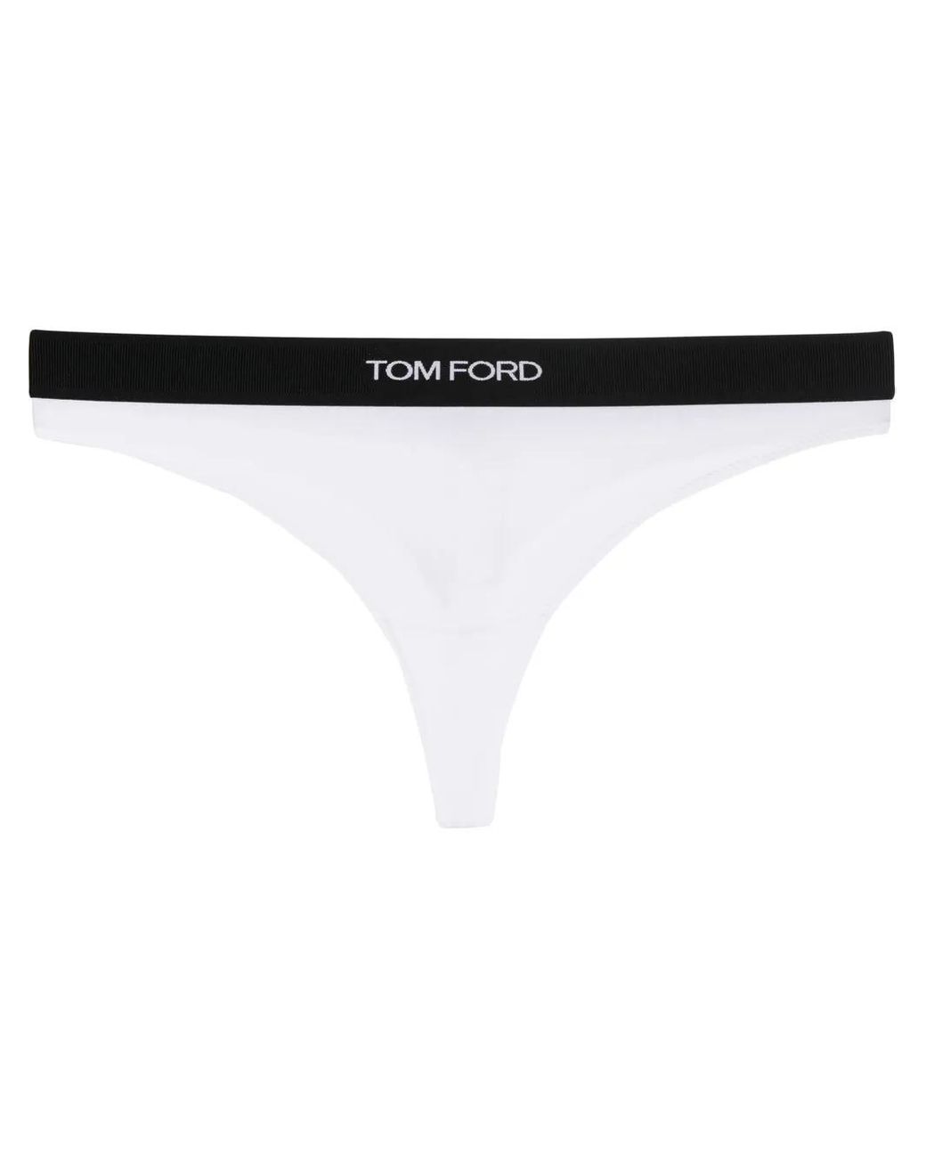 Tom Ford White Logo-Waistband Thong