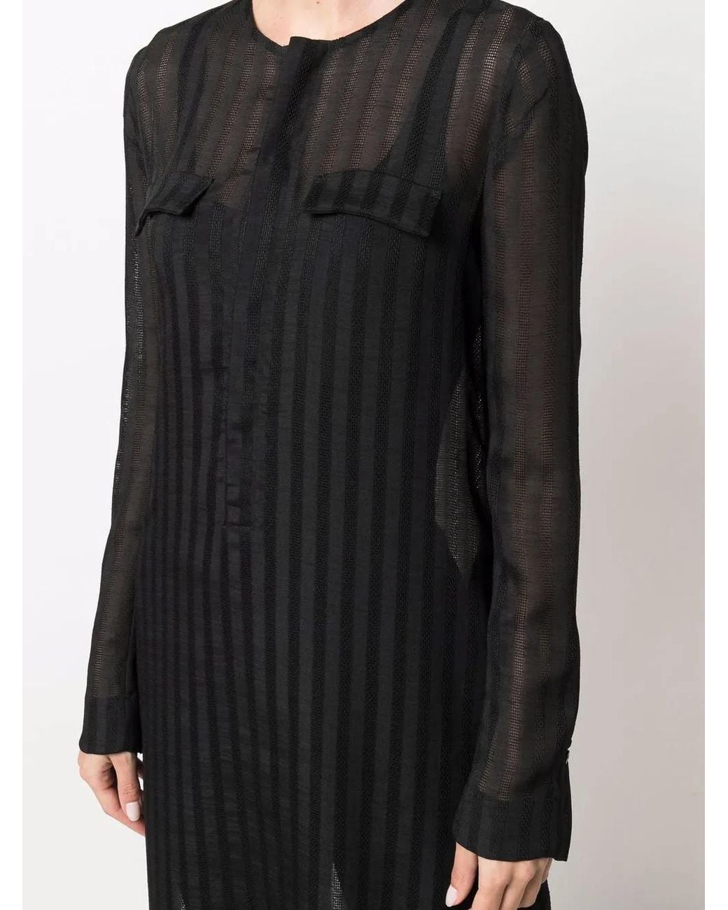 SAPIO Black Striped Sheer Oversized T-Shirt
