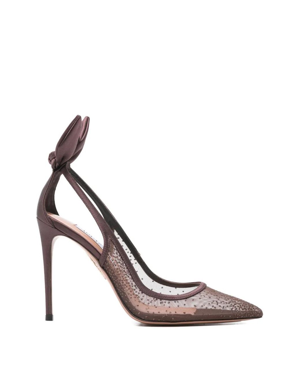 Aquazzura White "Bow Tie" Mesh Pump 105