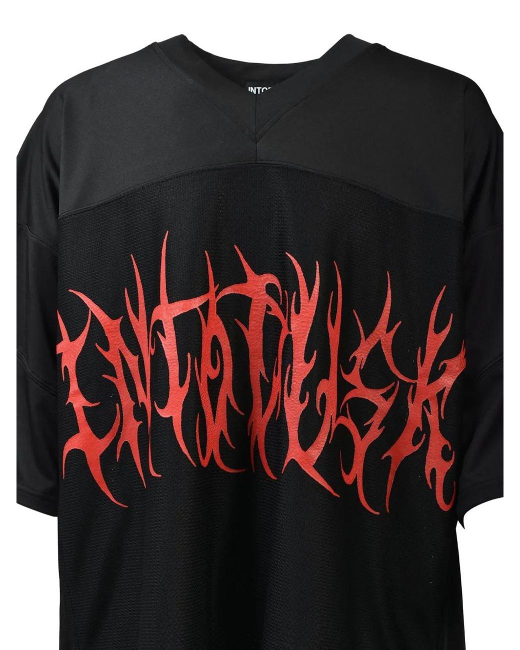 Intodusk Black Logo-Print V-Neck T-Shirt for men