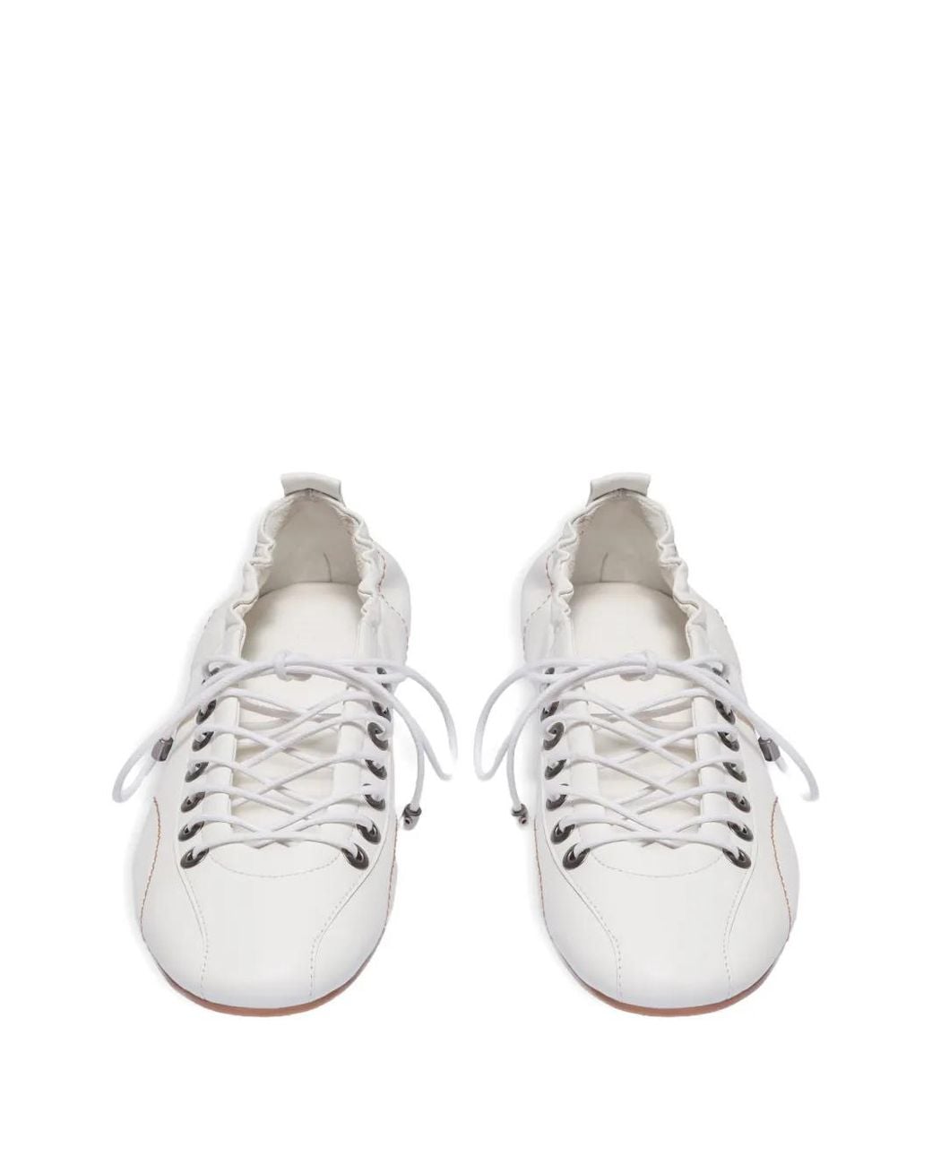 Bernardo White Lace-Up Billie Ballet Flats