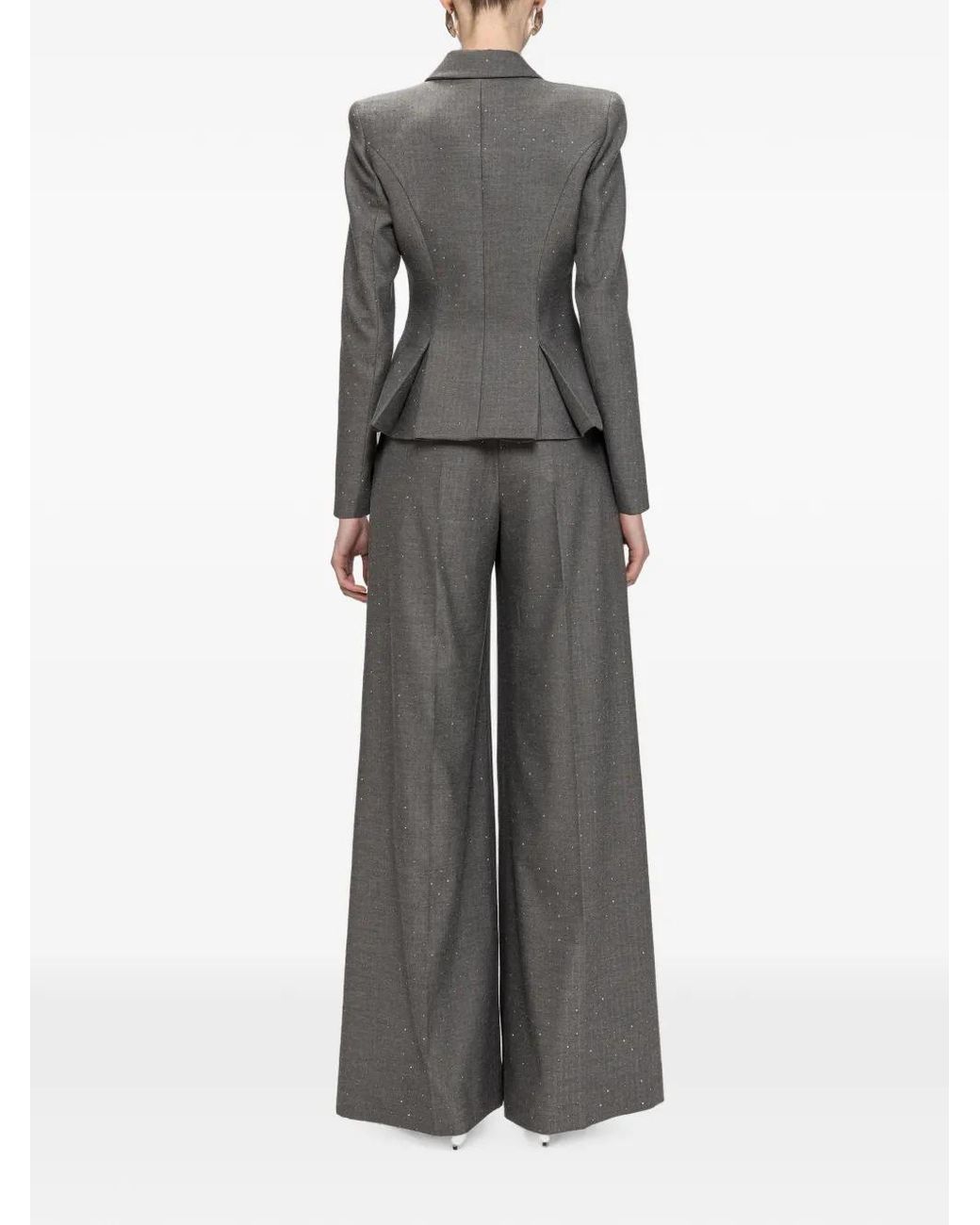 Nissa Gray Single-Breasted Fitted Blazer