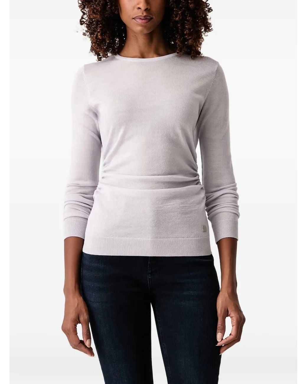 Trussardi White Ruched-Detail Sweater
