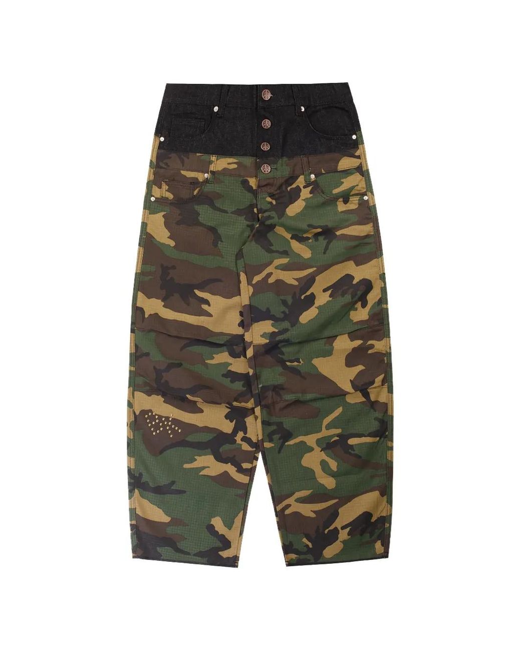 Boredom Kills Green Pantalon À Imprimé Camouflage Et Taille Double for men