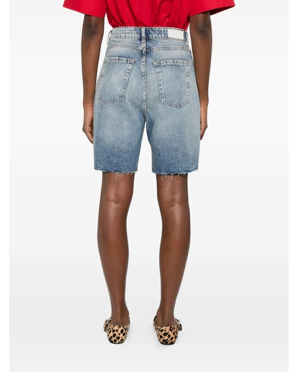 ICON DENIM Blue Frayed Denim Shorts