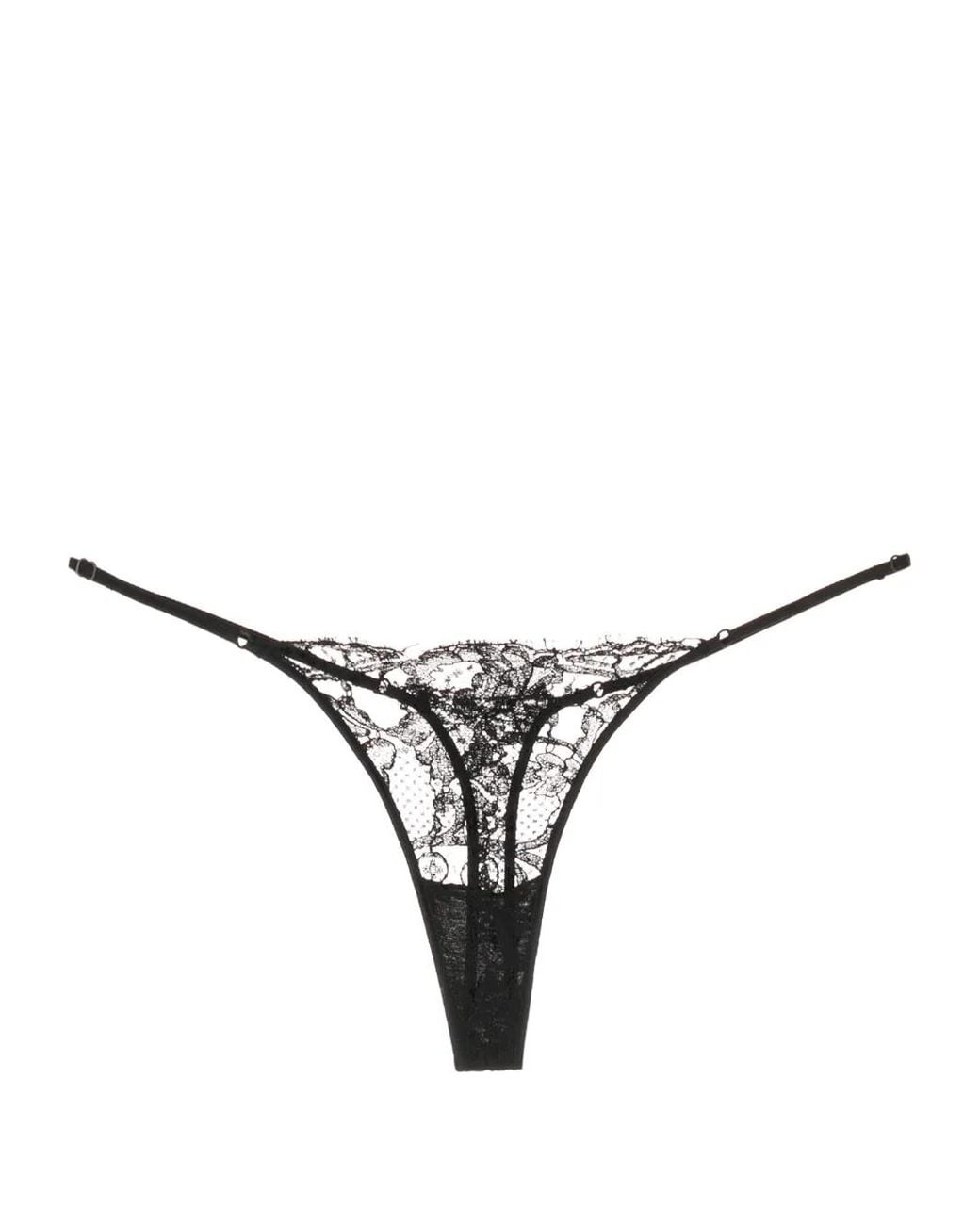 Kiki de Montparnasse Natural Sheer Lace-Detail Cotton Thong