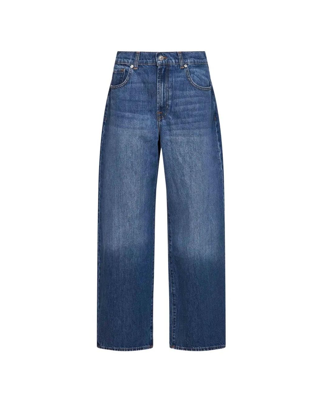 7 For All Mankind Blue Straight-Leg Jeans