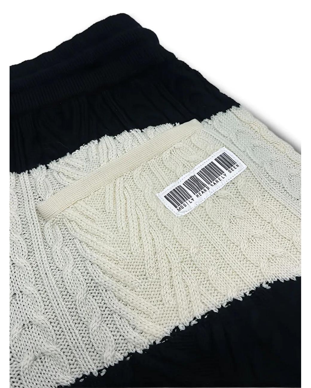 Mostly Heard Rarely Seen Black Cable-Knit Striped Shorts for men