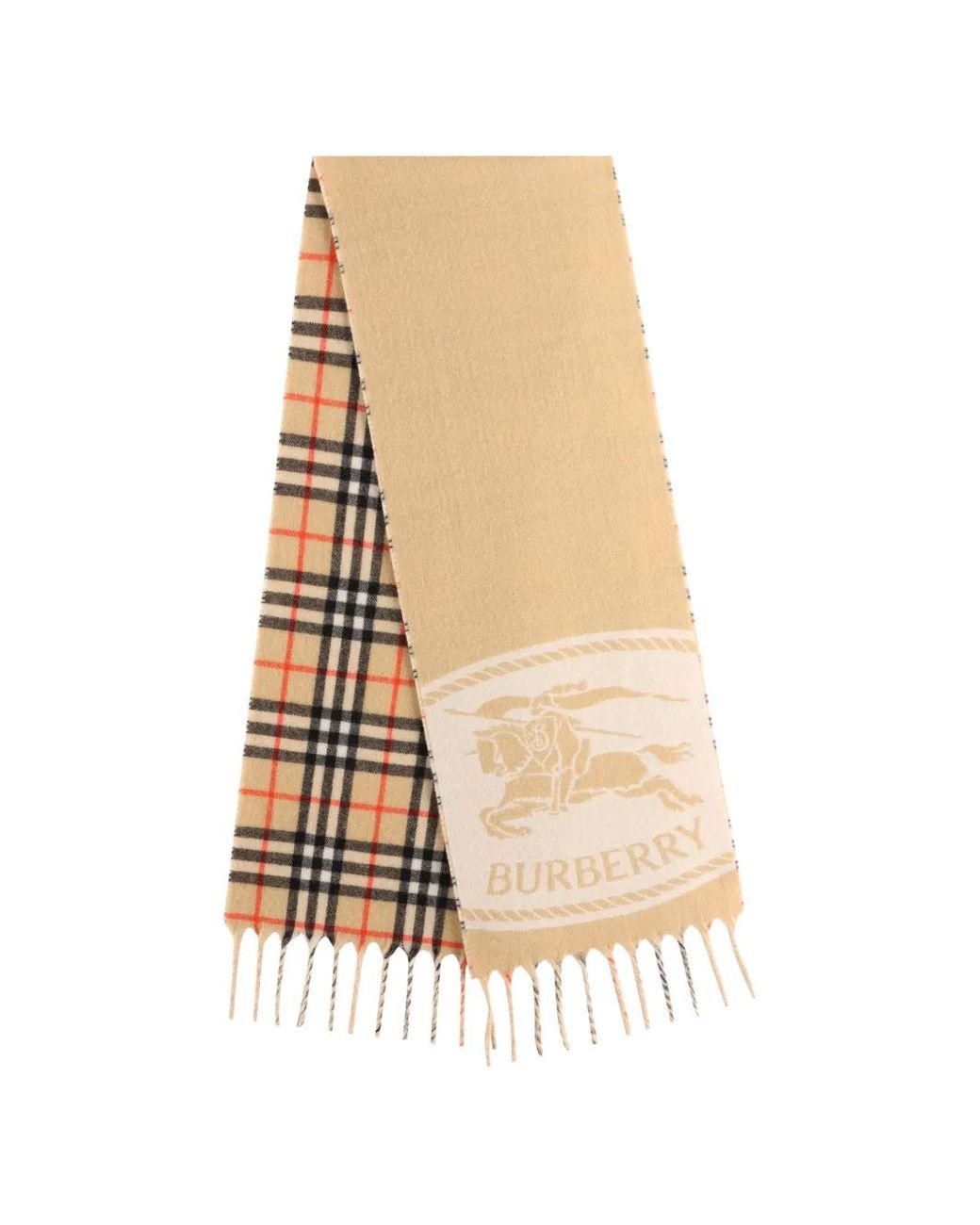 Sciarpa Knight Check Reversibile di Burberry in White