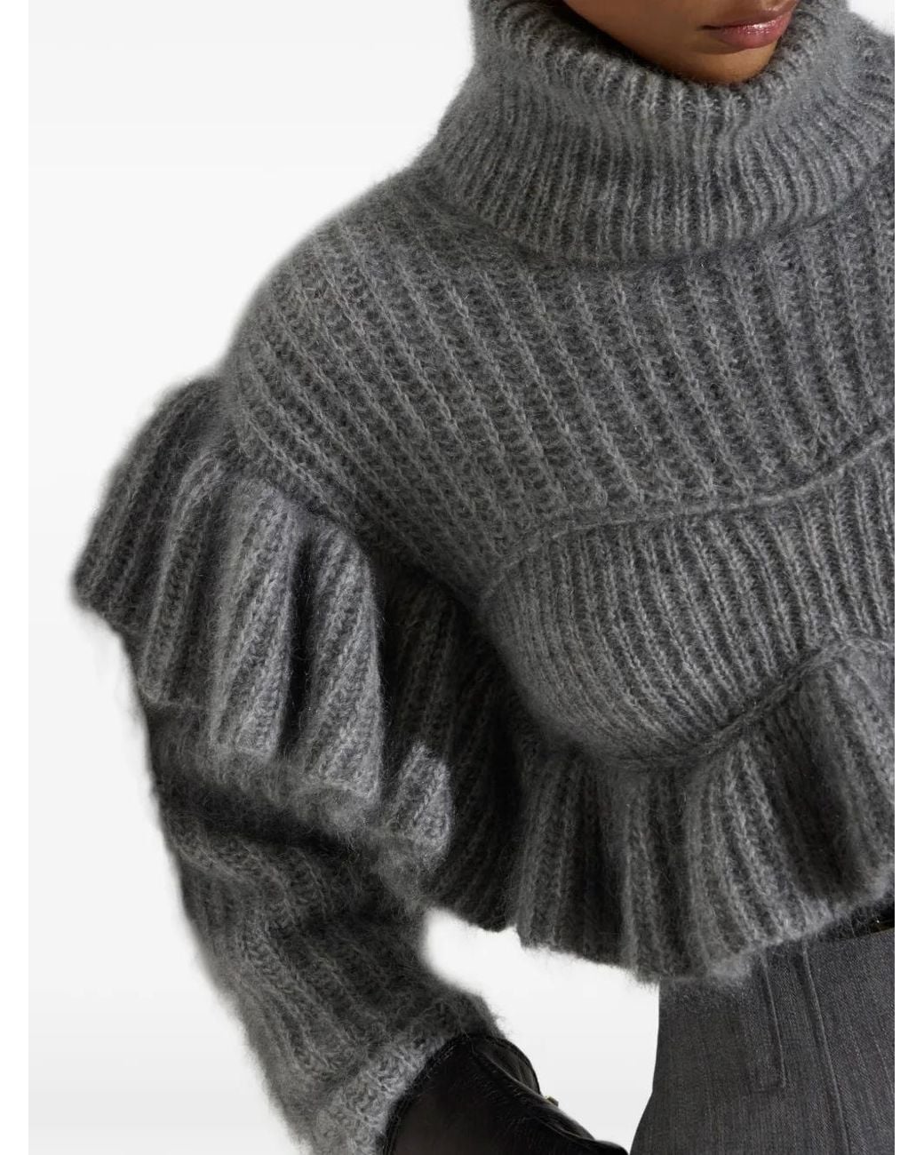 Elisabetta Franchi Gray Wool Blend Turtle-Neck Sweater