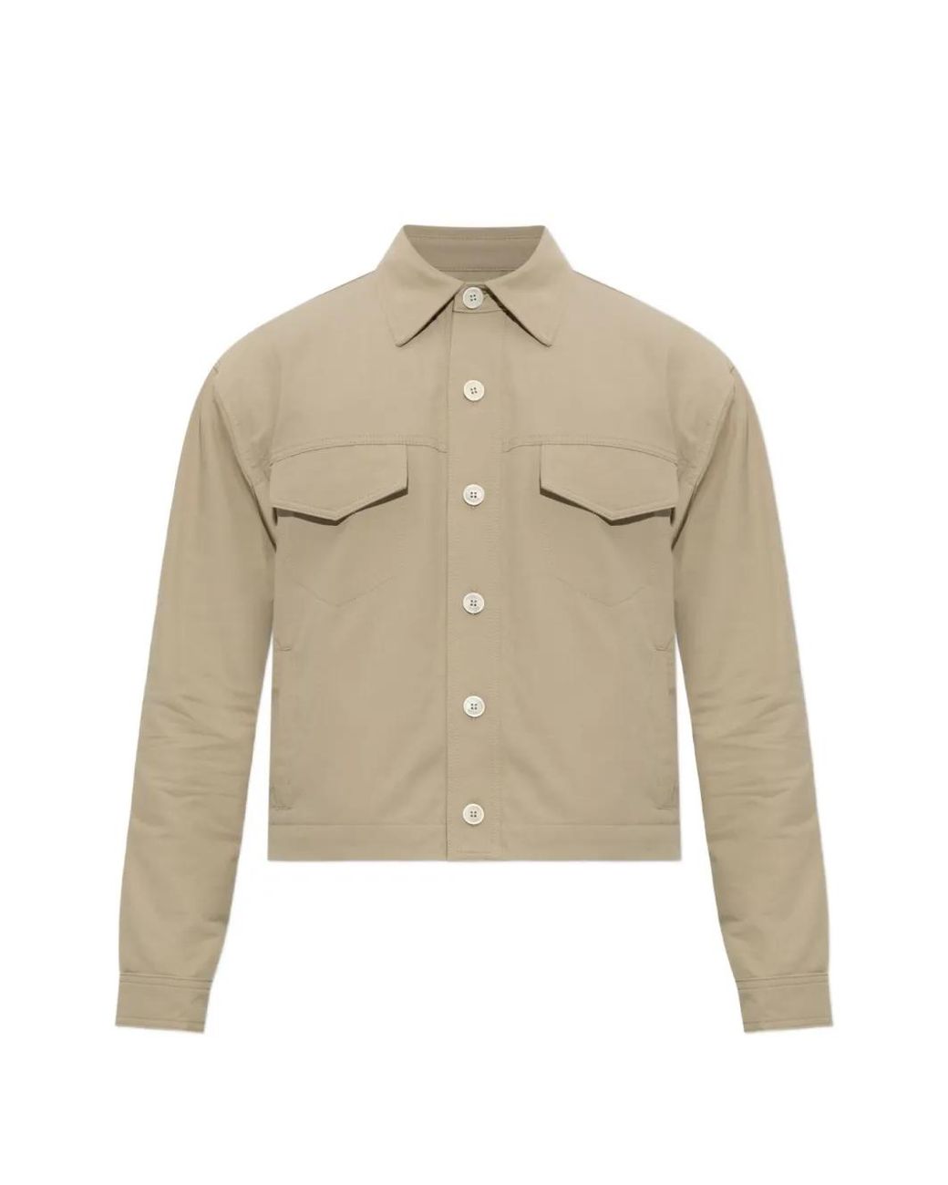 Balmain Natural Button-Fastening Pocket-Detail Overshirt for men