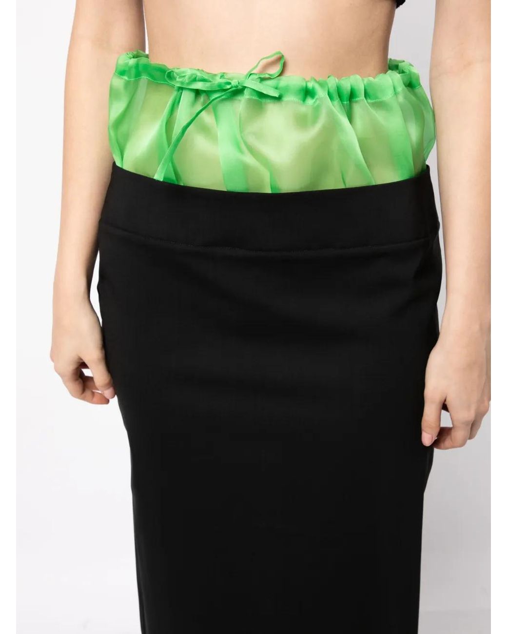 A.W.A.K.E. MODE Black Two-Tone Drawstring Midi Skirt