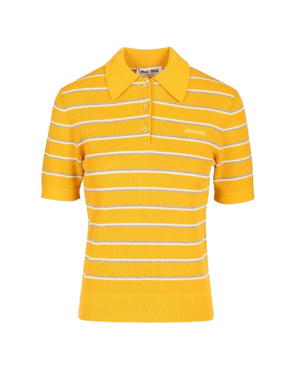 Miu Miu Yellow Cotton Knit Polo Shirt
