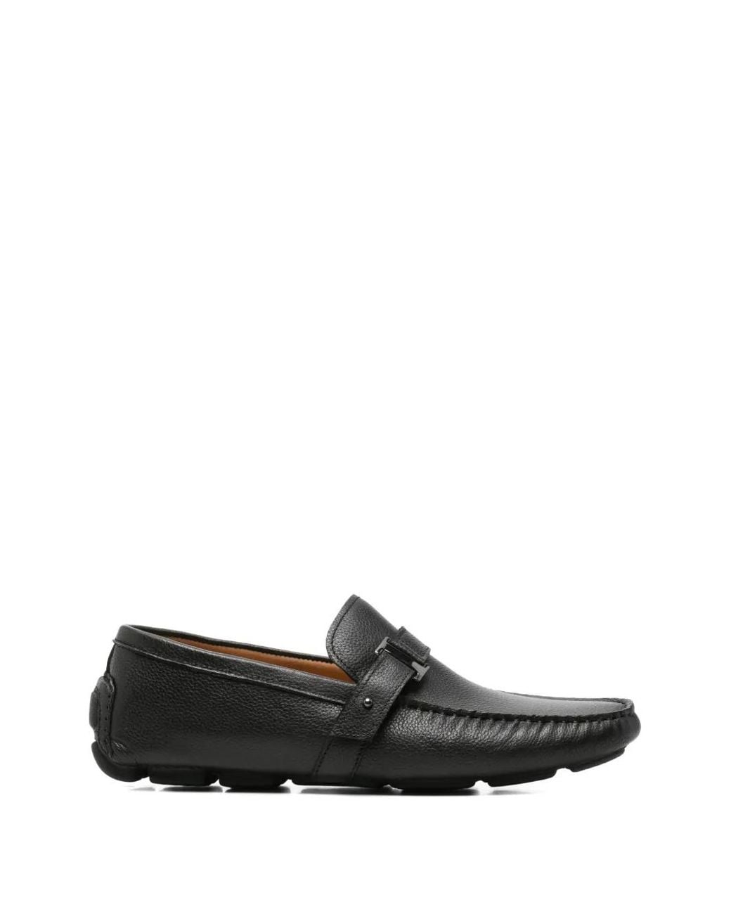 SERGIO MORETTI FIRENZE Black Pebbled Leather Loafers for men
