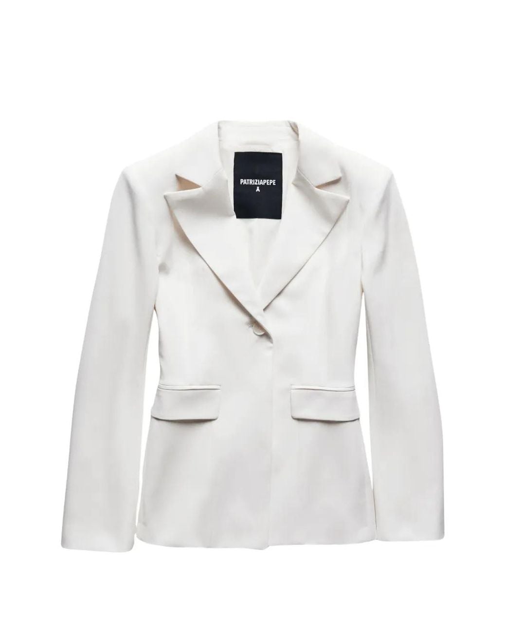 Patrizia Pepe White Single-Breasted Notched-Lapel Jacket