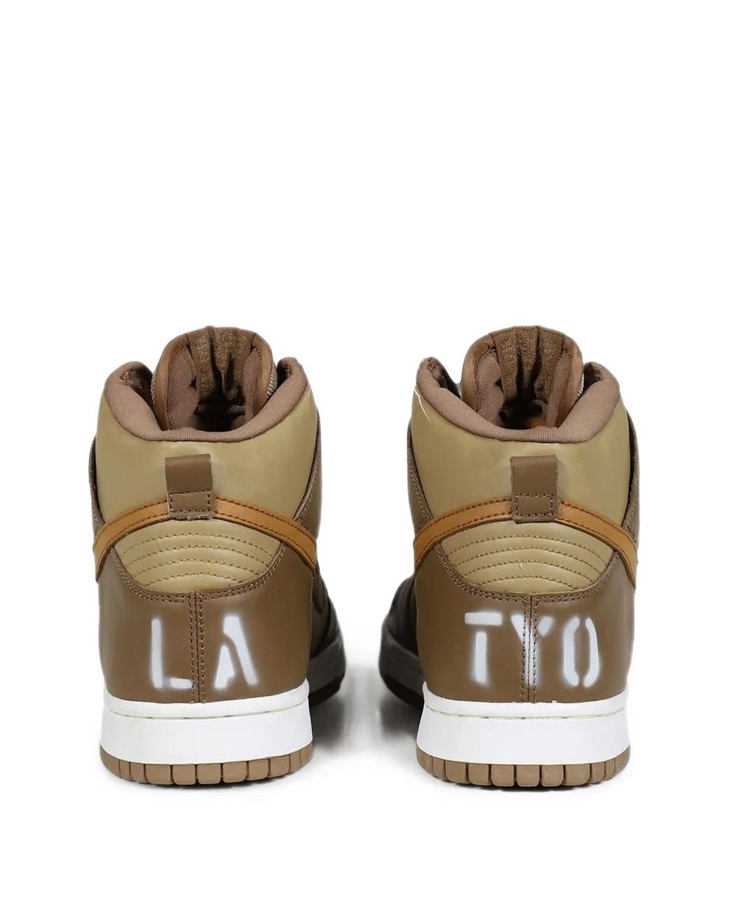 SWJP Brown X Nike Dunk High Stencil-Print Sneakers for men