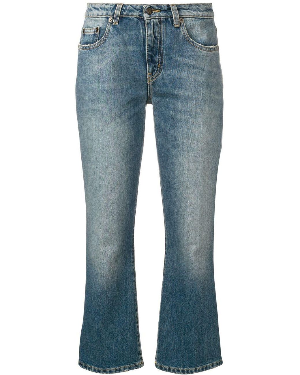 Saint Laurent Cropped Bootcut Jeans in Blue - Lyst