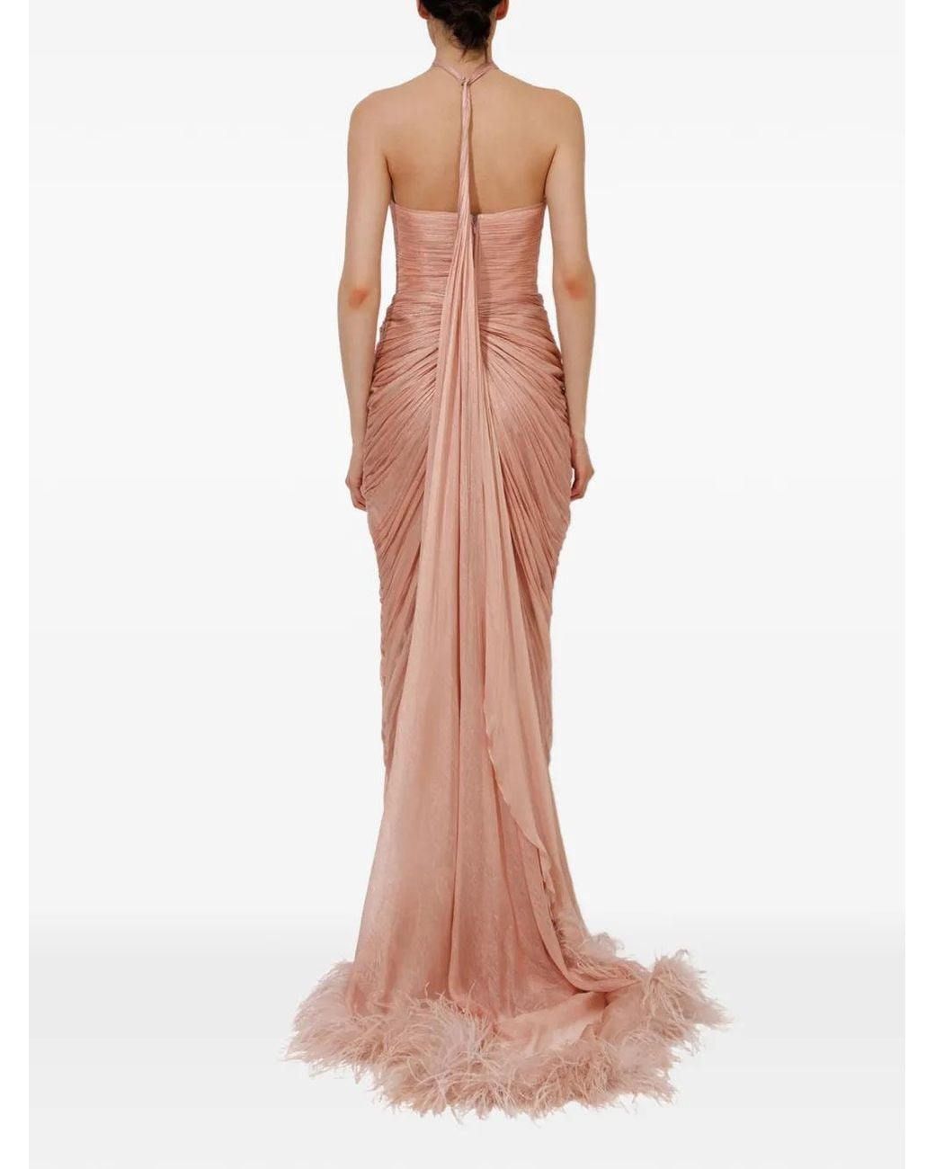 IRIS SERBAN Pink Yasmina Scarf Gown