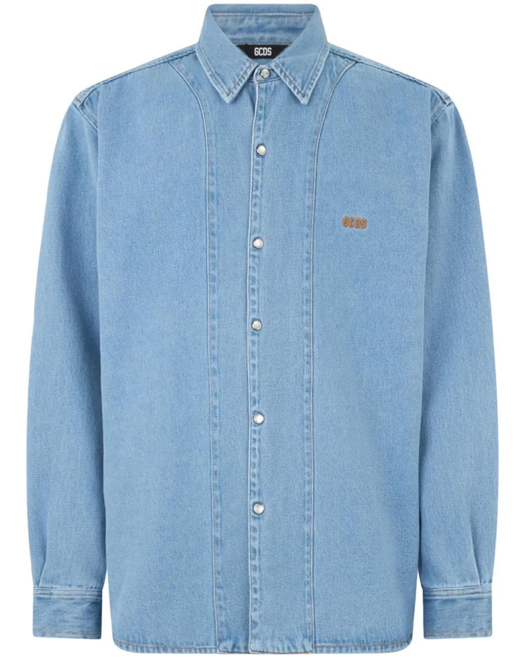 Gcds Blue Wirdo Denim Shirt for men