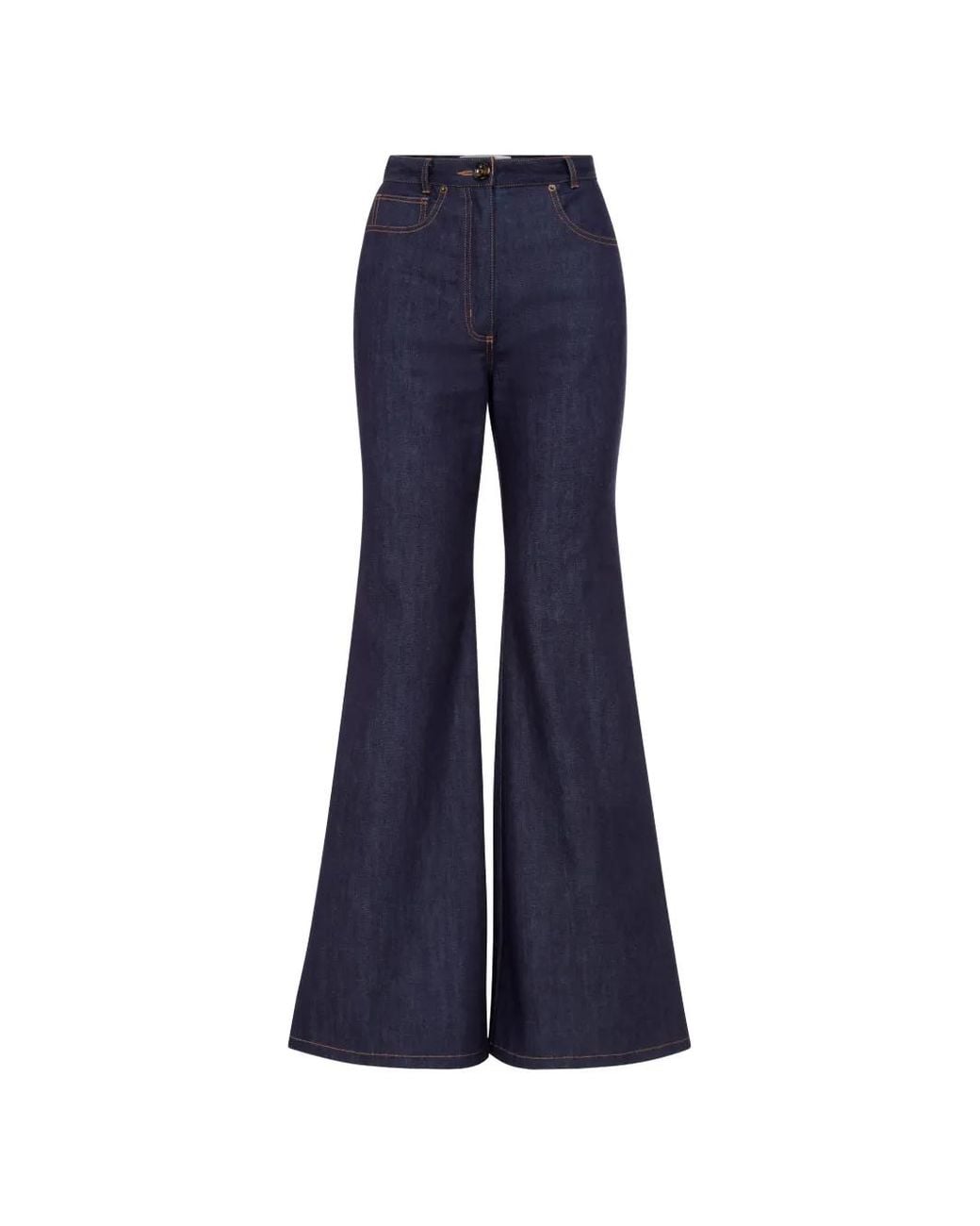 Florence & Fortitude Blue Flared Seam Denim Trousers