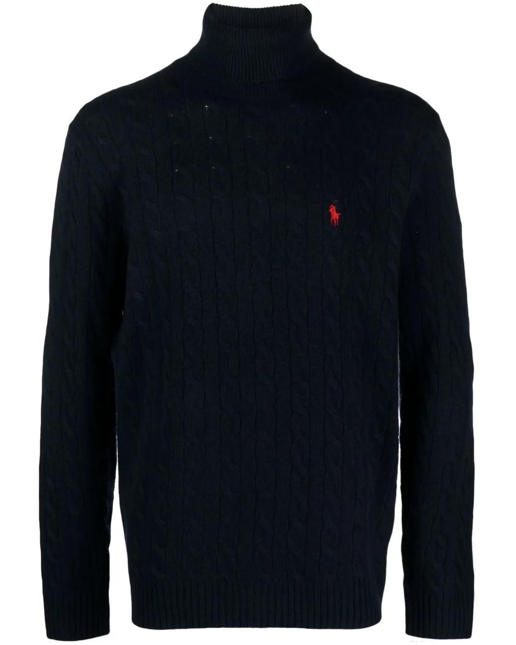 Polo Ralph Lauren Blue High Turtleneck Cable Knit Pullover for men
